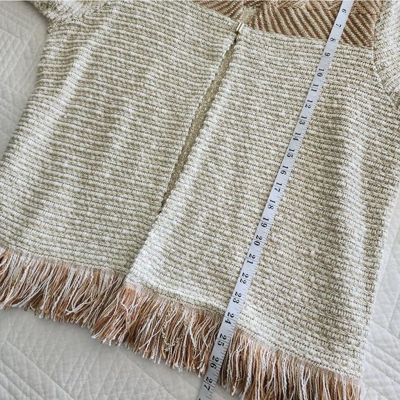 Chico's french hem and cuffs boho tunic style oatmeal open cardigan sweater - Picture 9 of 12